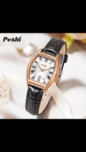 Poshi Jam Tangan Wanita Tali Kulit Leather Antik Tanggal Otomatis Jam Tangan Cewek