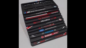 EX4 กรอบป้ายทะเบียนรถยนต์ กรอบป้าย กรอบทะเบียนมีโลโก้ แบบประกบกัน พลาสติกสีดำคุณภาพสูง เกรด Premium อุปกรณ์ครบชุด ติดตั้งง่าย จำนวน 1 ชุด หน้า-หลัง