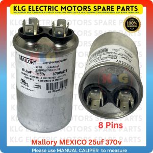 Mallory alum capacitor 25uf 370v water pump