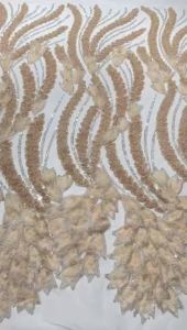 2 Yards African Beaded Lace Fabric 3D Embroidery Sequins Luxurious French Style High-Quality for Dress Sewing Nigerian Fashion