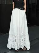 MANMI | Elegant White Hollow A-Line Long Skirt