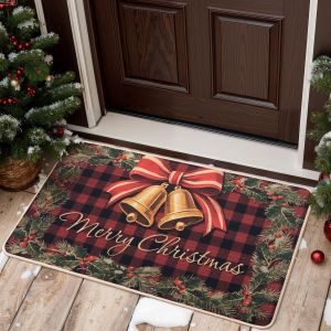 VIKAMA Christmas Bell Welcome Door Mat Winter Home Decoration Balcony Corridor Floor Mat Indoor Outdoor Entrance Carpet