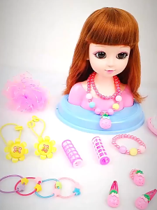 Pretend Play Hairstyling Doll with Curler Hair Accessories Girl Doll Makeover Doll Toy
