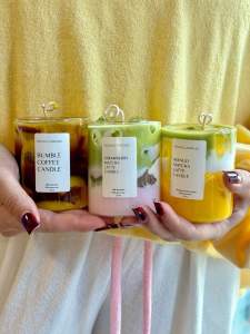 A&H Luxe Café Latte Soy Candle – Handmade Candle in Reusable Glass Coffee-Inspired Décor