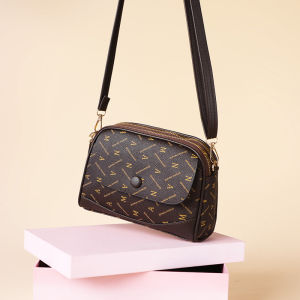 Womens Messenger Bag 2024 New Arrival Easiest for Match Middle-Aged Mom Shoulder Bag Mobile Phone Coin Purse Multi-Layer Print Small Square Bag