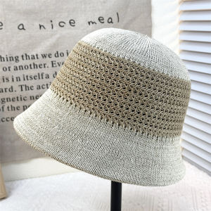 Sweet Cute Style Womens Summer Sun Protection Knitted Fisherman Hat Hollow out Silk Basin Cap Long Front Short Back Design