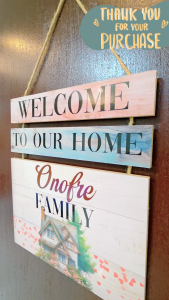 Personalized Welcome to our Home Door Signage Wooden Hanging Wall Art Decor Customized Decor 26x41cm and 30x60 cm