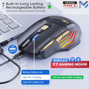 iMICE GW-X7 High-Performance Rechargeable Gaming Mouse with Dual Mode Connectivity Silent Buttons RGB Ambilight and Type-C