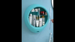 Wall-mounted Cosmetic Storage Box Punch-free Large Capacity Bathroom Makeup Organizer Women Skin Care Beauty Jewelry