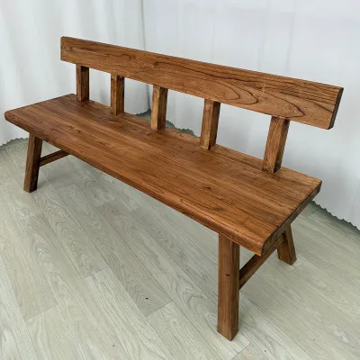 Wooden Dining Bench with Backrest