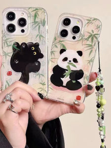 Cute Cat Panda Bracelet Compatible with Samsung S25 S24 Ultra S23 plus S22 S21 Note20 10 A54 Full Cover Female Anti-Fall A53 A52 Cube Pattern Phone Case