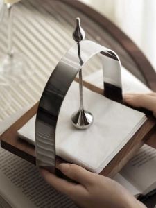 Decorative Walnut Wood Base Stainless Steel Tissue Holder Home Decor Restaurant Hotel Western Napkin Box Nordic Style Pure Color