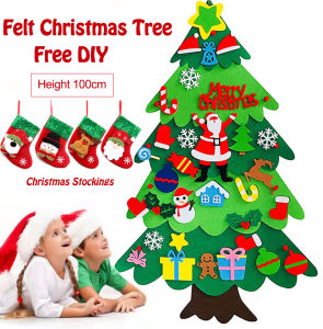 Ready Stock EmmAmy® DIY Felt Christmas Tree Environment-friendly Safe Felt Christmas Tree for Kids DIY Christmas Decor Christmas Socks