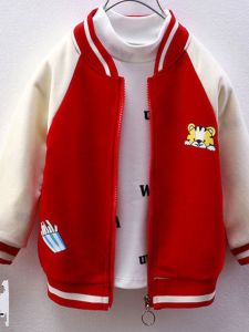 Boys Lightweight Jacket Korean Style Baseball Collar Cotton Polyester Blend Spring Autumn Wearable Fashionable Outerwear