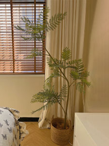 Indoor Living Room Decorative Faux Green Plant Soft Decoration Blue Bauhinia Floor Standing Pot Bonsai French Style Imitation Tree