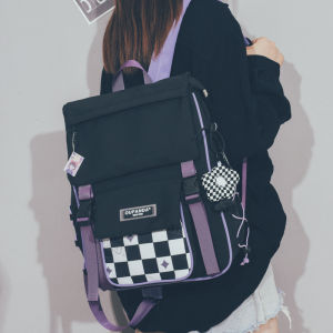 Large Capacity School Backpack for Girls High School Freshman Double Shoulder Korean Japanese Style Nylon Material Waterproof