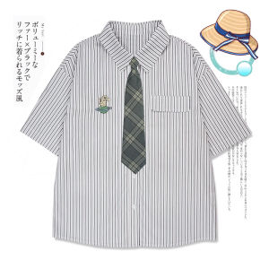 Áo Thun Tay Ngắn Thêu Họa Tiết Thỏ Sữa Thường Ngày Cho Nữ Mùa Hè Áo Thun Cotton Dáng Rộng Phong Cách Nhật Bản