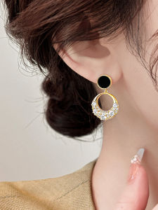 Pianist | Retro Zircon Earrings French Style Hollow-out Inlaid Design S925 Silver