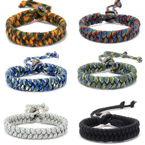 New Fashion 7 Colors Men Paracord Bracelet For Men Handmade Braided Wrap Braslet Outdoor Rescue Survival Braclet Adjustable