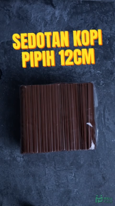 Sedotan Kopi Pipih 12cm Tebal Coklat 1.000pcs Tahan Panas Plastik