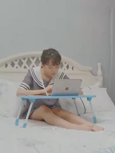 Folding Bed Desk Cartoon Pattern Cute Portable Folding Laptop Desk with Cup Holder Bed & Sofa Table kids Study Table
