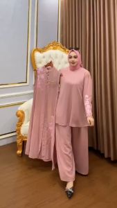 ZIFA FASHION // COD // AUDY DRESS 3 IN 1 (OUTER INNER KULOT) // SET INNER-OUTER-KULOT KEKINIAN SIAP KIRIM // DRESS CRUTY AKSEN BORDIR CANTIK // GAMIS LEBARAN 2025 TERBARU // FASHION WANITA MODIS MODERN POPULER // *ZK
