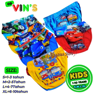 12Pcs CD VinS Anak Laki-laki Celana Dalam Anak Cowok 3th-12th karakter Kartun-Aurora Store (COD)