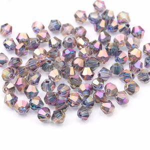 120 Hạt Pha Lê Thủy Tinh Hình Bicone Mạ Điện Nhiều Màu 4mm Dùng Làm Vòng Tay Trang Sức Mặt Cắt Tối Giản