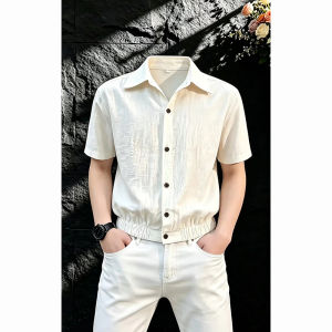 CHENMU | Stylish Collar Linen Short Sleeve Shirt for Men Light Summer Wear