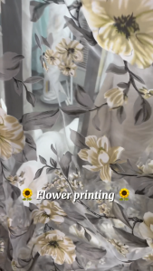 Ins.fabric Printing sunflower lace sheer and drapery for living room/bedroom yellow and grey