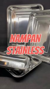 1 SET Nampan Stainless Persegi Bake Tray Baki Loyang Wadah Makanan Kue Roti Segi Empat 4 PCS