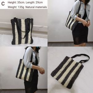 DaVee | Handmade woven straw bag beach bag shopping bag striped tote bag handbag