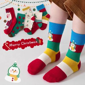 Children Christmas Socks Autumn and Winter Cartoon Jacquard Soft Knit Socks For Boys Girls Festival Twear Clothing Accessories