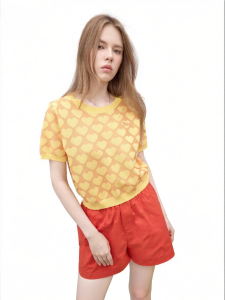 Juicy Couture | Color Block Love Knitwear Embroidered Slim Short Sleeve Top