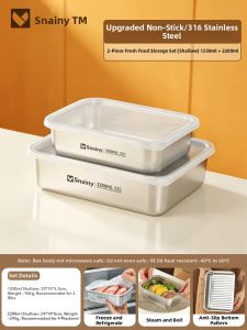Snainy | Stainless Steel Food-Grade Storage Box for Freezer and Refrigerator