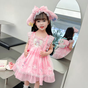 Girls Summer Sleeveless Lolita Dress Princess Skirt Birthday Party Dress Cotton Polyester A-Line Single Piece Childrens Clothing