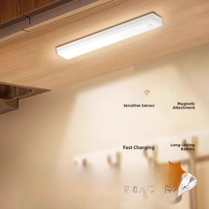 Smart Human Body Induction Long Strip Light Wireless Kitchen Cabinet Shoe Cabinet Sensor Light No Wiring LED Night Light