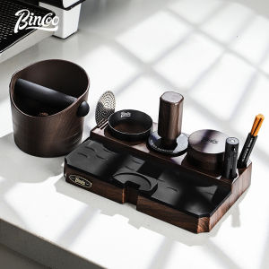 Bincoo Coffee Tamper Set Storage Board Wood Grain Pressed Powder Base Powder Pressing Powder Hammer Set (51/58mm)