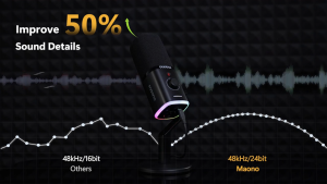 Micro thu âm có dây MAONO RGB PD100X giảm tiếng ồn chuẩn studio streaming gaming - Hàng chính hãng