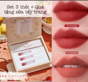 Son Kem Lì thuần chay VEGAN LIPSTICK  ( Combo 3 thỏi son - Tặng sữa tẩy trang 155k)
