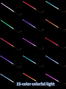 RGB Star Wars Lightsaber Aluminium Alloy Handle Rechargeable Light Saber LED Flashing 2-in-1 7/15-Color Force FX Dueling Saber Toys for Kids Costumes Toy Gift