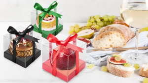 10pcs Transparent Single Cupcake Box with Ribbon | Clear Muffin & Mousse Cake Packaging Gift Box