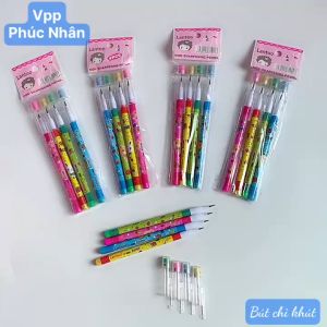 Vỉ 4 Cây Bút Viết Chì Khúc Lantoo Pencil nhiều màu - Có gôm tẩy