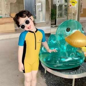 Childrens One-Piece Swimsuit Quick Dry Sun Protection Swimwear Boys Summer New Arrival Polyester Spandex Fabric Baby Clothes