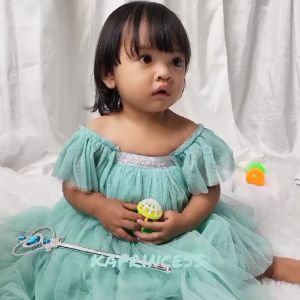 Gaun Dress Baju Pesta Anak Perempuan 1 Tahun GRATIS PITA Dress Mint Green Model Terbaru 2023