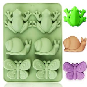 1 Gói Khuôn Silicon Làm Bánh - Thiết Kế Hình Ếch Ốc Sên Bướm Khuôn Dày Dùng Làm Kẹo Phục Sinh Bánh Pudding Sô Cô La Mousse Món Tráng Miệng