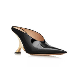 Fashionable Pointed Toe Slope Heel Single Shoes Womens Mules French High Heel Sandals Breathable Hollow out Design Casual Wear