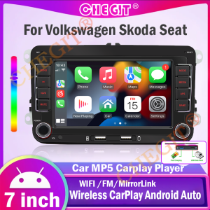 7" Car Media Video 2 Din HD RDS Airplay Car Radio Wireless CarPlay Android Auto Stereo Audio For VW/Seat/Skoda/Passat/Golf/Polo