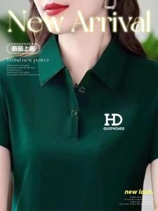 QIAOXIZI | Áo Thun Polo Nữ Thoáng Khí Mùa Hè Thời Trang Mẹ Dễ Dàng Kích Cỡ Lớn