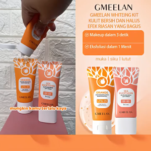 GMEELAN Orange Exfoliating Gel Face Eksfoliasi Wajah 50gr + krim pemutih GMEELAN Lazy Cream Day Cream Set Wajah Pemutih 30gr GMEELAN Skincare Kits
